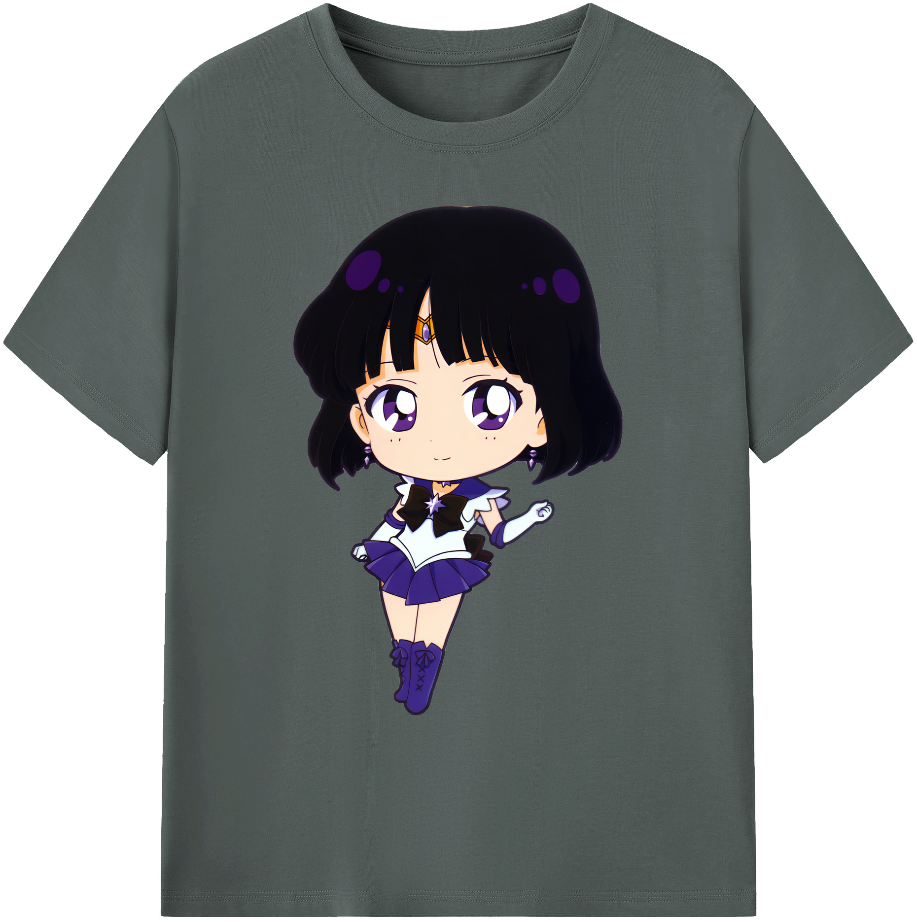 （画像用） 美少女戦士セーラームーン 土萠ほたる Sailor Moon Tomoe Hotaru （セーラーサターン；Sailor Saturn） 綿100％ メンズ半袖Tシャツ｜肌触りやわらか＆通気性